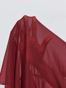 Maija Femmes grande taille Top transparent à manches longues raglan, col rond, couleur unie. Automne, rentrée scolaire, homecoming, vintage, romantique, mode, polyvalent ; confortable, élégant, casual, simple, porter au quotidien, essentiel, couleur unie, décontracté pour les vacances, décent, célibataire, mode élégante, décontracté pour le travail, sortie, remise des diplômes, enseignante, automne