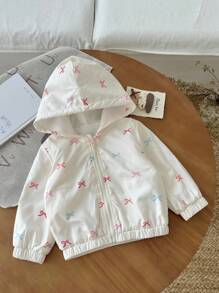 SHEIN Chaqueta ligera con capucha, para uso diario, para bebés y niñas pequeñas de 0-3 años, para primavera/verano - Multicolor - Ver 4