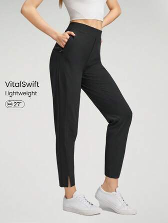 GLOWMODE VitalSwift Schnell trocknende, ultraleichte, eng anliegende Hose mit Taschen und Schlitz, für den täglichen lässigen Sommerlook