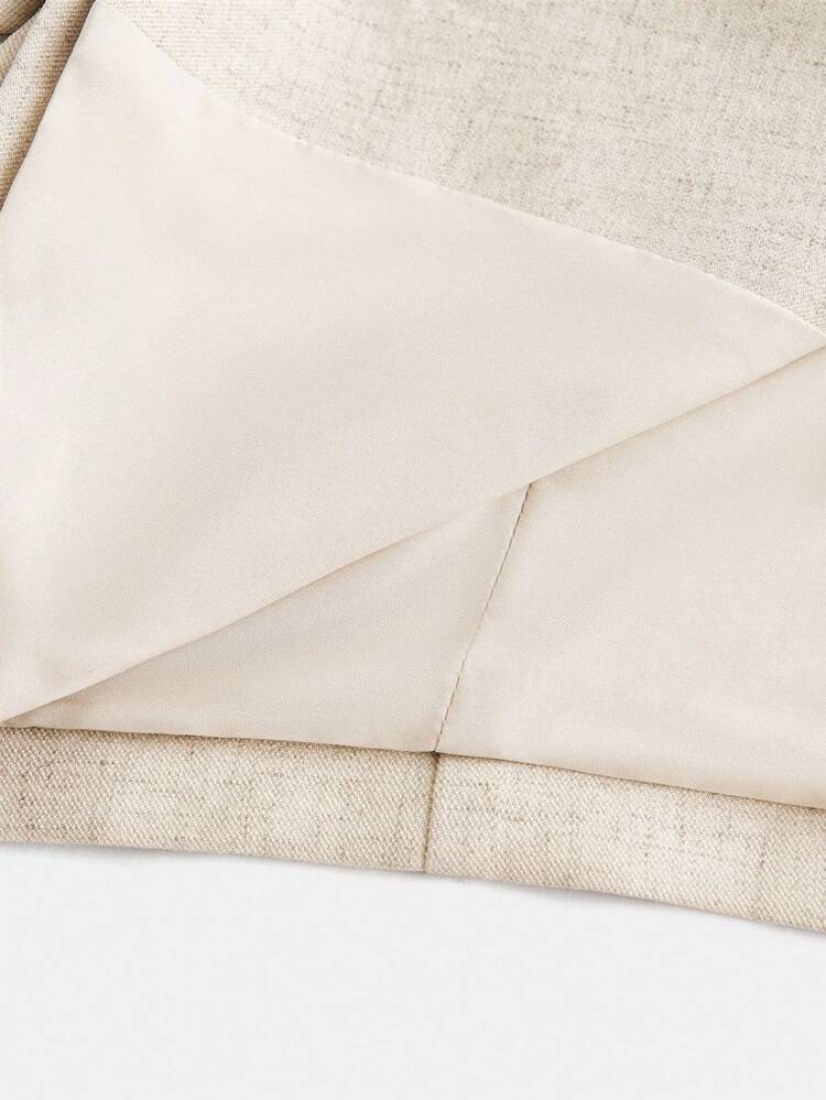SHEIN Maija 2025 Summer New Beige Cropped Turn Down Collar Elegant Casual City Commute Festival Beach Vacation Daily Romantic Urban Vacation Suitable For Outings, Gatherings, Weddings, Graduation, Guest Women Blazer