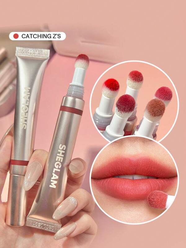 SHEGLAM Pout Pillow Cushion Matte Liquid Lipstick-Catching Z'S Long Lasting Liquid Lipstick Matte Finish Sponge Tip Applicator Lip Gloss Moisturizing Non-Sticky Lip Gloss Graduation Birthday Holiday Summer Fall Autumn Y2K Fancy Fashion Women Makeup Cosmetic Party Beach Travel Camping Outdoors School Campus Trip Festivals Decor Gift Present Rose Girl Cosplay Best Color Charm Vibe