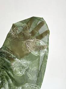 Elamini 女式复古印花 V 领挂脖吊带背心，适合春夏季度假