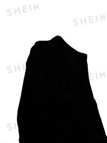 KIZN 喇叭袖贴花针织短款上衣波西米亚风时尚秋冬女性长袖船领装饰休闲毛衣 - 黑色 - 查看 6