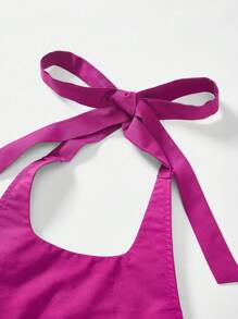 Maija Purple-Red Halter Backless Ruffle Hem Loose Urban Style Top For Women Party Beach Top Vacation Outfits Women - Red Violet - View 12