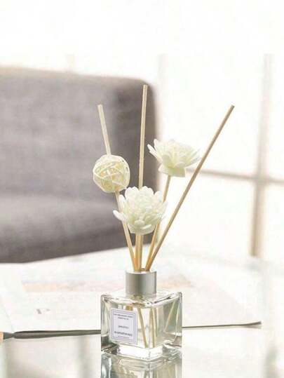 Set de 2 piezas de aceites esenciales sin llama, varitas de roten con flores secas, incienso de sándalo, difusor de fragancias eliminador de olores para el hogar/dormitorio/baño