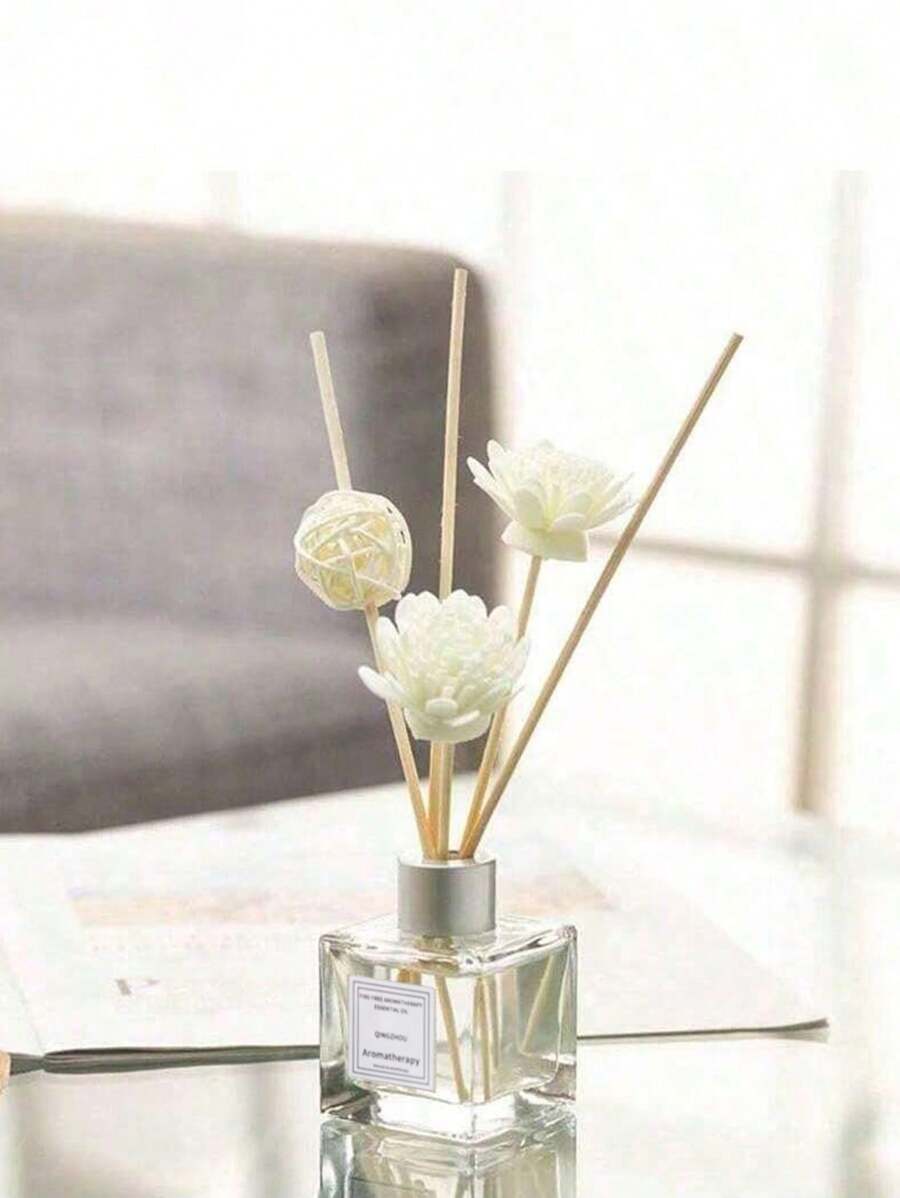 2pcs No-Flame Aroma Essential Oil, Dry Flower Rattan Sticks, Sandalwood Incense, Home/Bedroom/Bathroom Odor Eliminator Fragrance Diffuser Set
