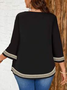 EMERY ROSE 黑色印花大码衬衫 - 彩色 - 查看 2