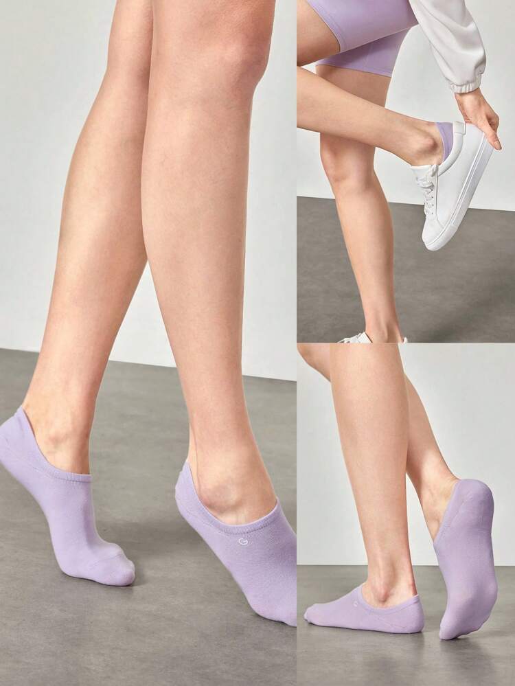 3 Pairs Invisible No-Show Socks Walk A Mile Soft Grip Daily Studio Workout Gym