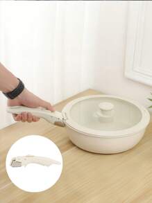 SHEIN 1PC Detachable Anti-Scald Clip-On Universal Pot Handle | Fits Pots / Bowls, White, A Must-Have In The Kitchen