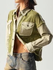 Bohemela Áo khoác cardigan dáng rộng tay rộng màu tương phản có tua rua cỡ lớn dành cho nữ - Nhiều màu - Xem 3