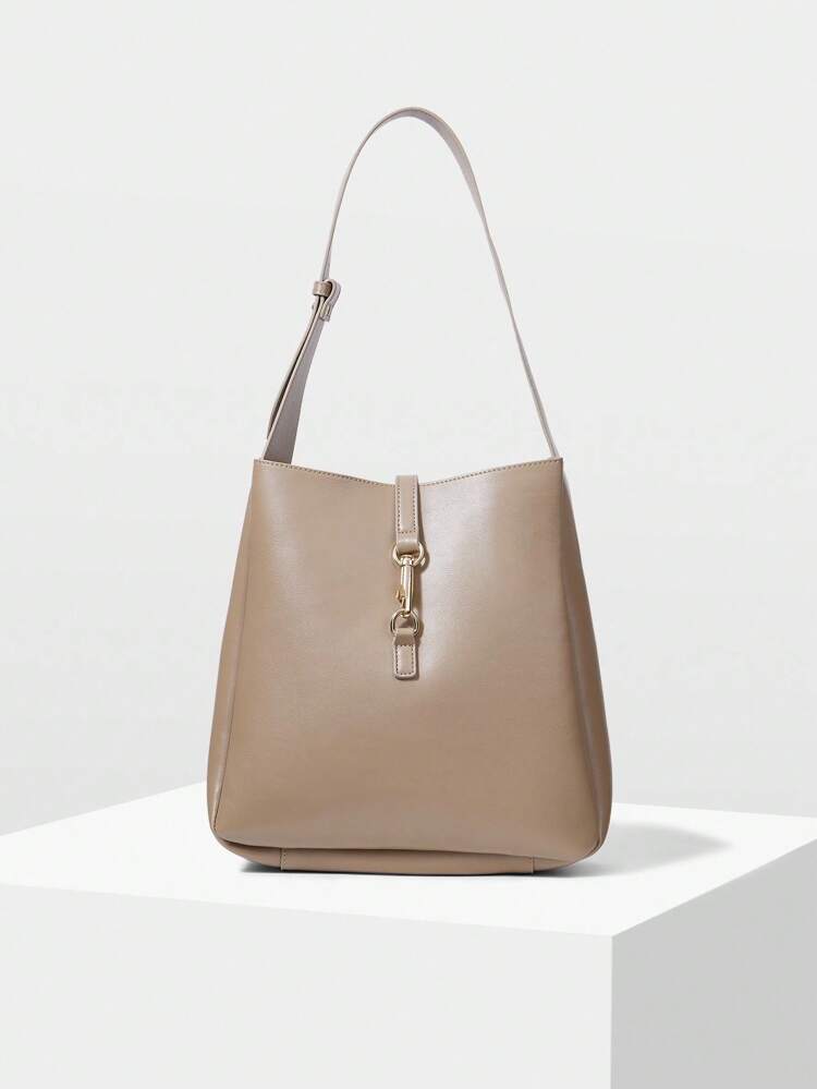 PU LEATHER BUCKLE SHOULDER BAG