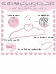 SHEIN 5 pezzi di Hangers a forma di cuore carini con teli a 360 gradi per hook, pesanti e resistenti, per adulti, adatti per giacche, pantaloni, , suit, dress, decorazione armadio