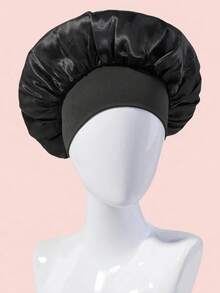 SHEIN 1 pezzo Cuffia da notte in seta Satin Bonnet, fascia morbida E W per capelli, berretto da casa in rosa e blu, decorazione per l'estate, adatto per il ritorno a scuola, con imbottitura in cotone, arricciature a collo solido, ampia traspiranti, cappello in satin per la cura dei capelli da donna