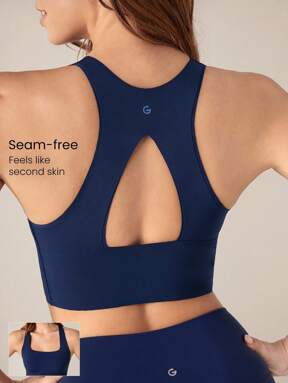 GLOWMODE Reggiseno sportivo con scollo quadrato e cutout, senza sfregamenti, a basso impatto, leggero, adatto per lo yoga e l'uso quotidiano