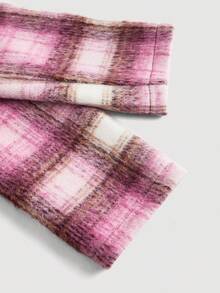 SHEIN MOD Women's Check Pattern Mid-Length Coat, Autumn/Winter Outerwear - Pink - View 4