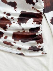 Soleia New Casual Holiday Western Beach Wedding Guest Attire, Graduation Brunch, St. Patrick's Day Spring Break Easter Festival, Elegant Bohemian Tropical Cow Print Off The Shoulder Flare Sleeve Women Top Cow Print Top CowGirl Top Western Top Rodeo Top Western Tops - Multicolor - View 4