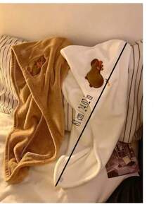 1 Pc Cute Cartoon Capybara Plush Dry Hair Cap Good Absorbent Quick Dry Coral Velvet Shower Cap For Women Kids Kawaii Girl Hair Towel Home Bathroom Decor Summer Back To School - Multicolor - View 4