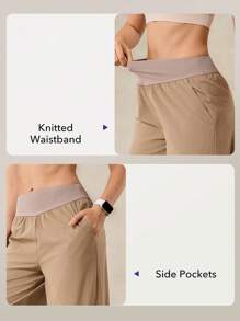 OutZeal Stretch Drawstring Hem Straight Leg Pants Vacation Daily Casual - Khaki - View 5