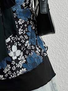 SHEIN Áo hai dây buộc trước họa tiết hoa thường ngày dành cho nữ, mùa hè - Màu xanh lam - Xem 6