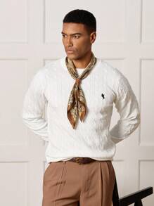 Manfinity CityGents Men's Casual Versatile Plain Color Embroidery Detail Sweater