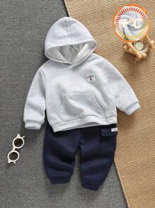 Bộ 2 quần áo thể thao thường ngày dễ thương đa năng màu xám nhạt cho bé trai kèm quần túi hộp cạp chun, quần áo trẻ em Unisex, mùa đông - Nhiều màu - Xem 4