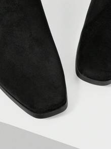 MOTF PREMIUM PU LEATHER SIDE ZIPPER HEELED ANKLE BOOTS FOR CHRISTMAS - Black - View 5