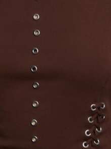 TypaGal A Punk Meets Streetwear Essential: This Brown Cropped Tank Features Silver Eyelets And Lace-Up Sides, Channeling DIY Energy And Attitude. Ideal For Layering Over Jeans, Shorts, Or Skirts To Build A Bold, Grunge-Infused Look. - Brown - View 7