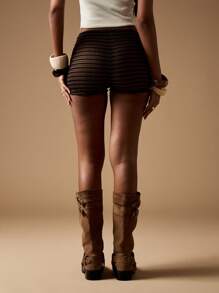 MISSGUIDED Crochet Hot Pants Layered Design Textured Shorts High Waisted Mini Boho Festival Summer Beach Holiday Party Clubwear Fashion Bottoms - Multicolor - View 2