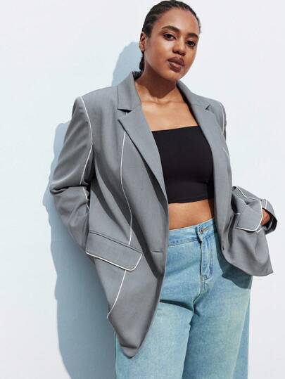 Maija 大码休闲办公室日常简约商务百搭长袖女式西装外套秋季女装秋装返校服装返校节朴素复古服装女式老钱教师女士浪漫、时尚、百搭；舒适、时尚、优雅、休闲、简约日常穿着、必备、纯色、假日休闲、得体、单身女士、优雅时尚商务休闲女式外出上衣女式毕业教师大码女式西装外套短款西装外套女式西装外套短款夹克大码女式西装外套短款西装外套女式西装外套和夹克大码短款夹克灰色西装外套秋季女装返校服装返校节朴素复古服装女式老钱教师女士外出上衣女式商务休闲女装秋装大码约会之夜女士商务休闲女装曲线时尚百搭舒适优雅简约日常穿着