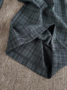 Manfinity Dauomo 男士格纹宽松直筒裤，美式休闲休闲裤，秋季 - 灰色 - 查看 4