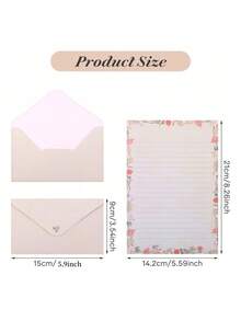 SHEIN Animal Theme Stationery Set With Writing Paper & Envelopes,A5 Writing Paper , Cute Stationery Kit Suitable For Love Letters, Invitations, Graduation Ceremony, Greeting Cards