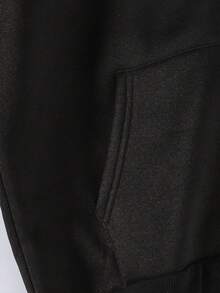 Manfinity Dauomo 男士黑色和绿色撞色拉链连帽衫 - 黑色 - 查看 5