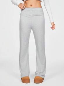 SHEIN Explorewe 青少年女孩高腰喇叭腿休闲运动紧身裤