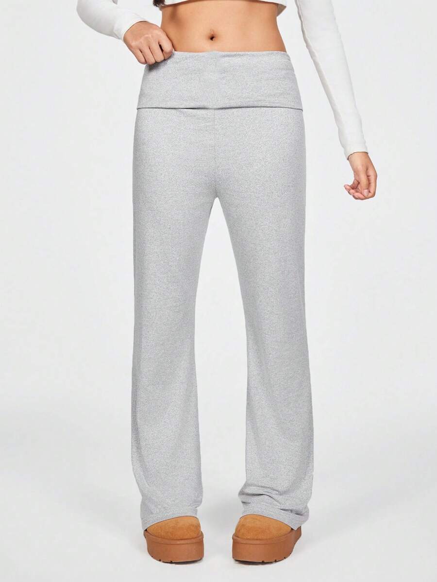 SHEIN Explorewe 青少年女孩高腰喇叭腿休闲运动紧身裤