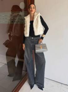 Siren Gaze Autumn/Winter New Fashion Street Faux Fur Vest For Women Casual - Apricot - View 3