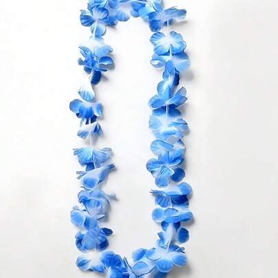 1/5/10/20/40pieza Collar de guirnalda de Hawái azul, tema tropical de flor de Hawaii, decoraciones para fiestas, bodas, playa, cumpleaños, suministros para fiesta, coronas, decoración para bodas y cumpleaños