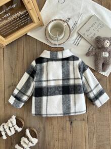 SHEIN 男婴格子翻领单排扣口袋长袖夹克 - 彩色 - 查看 2