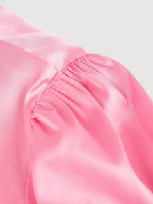 SHEIN MOD Women's Pink Wrap-Around Tie-Up Bow Batwing Sleeve Blouse,Women Shirts,Glittery Blouse,New Years Top