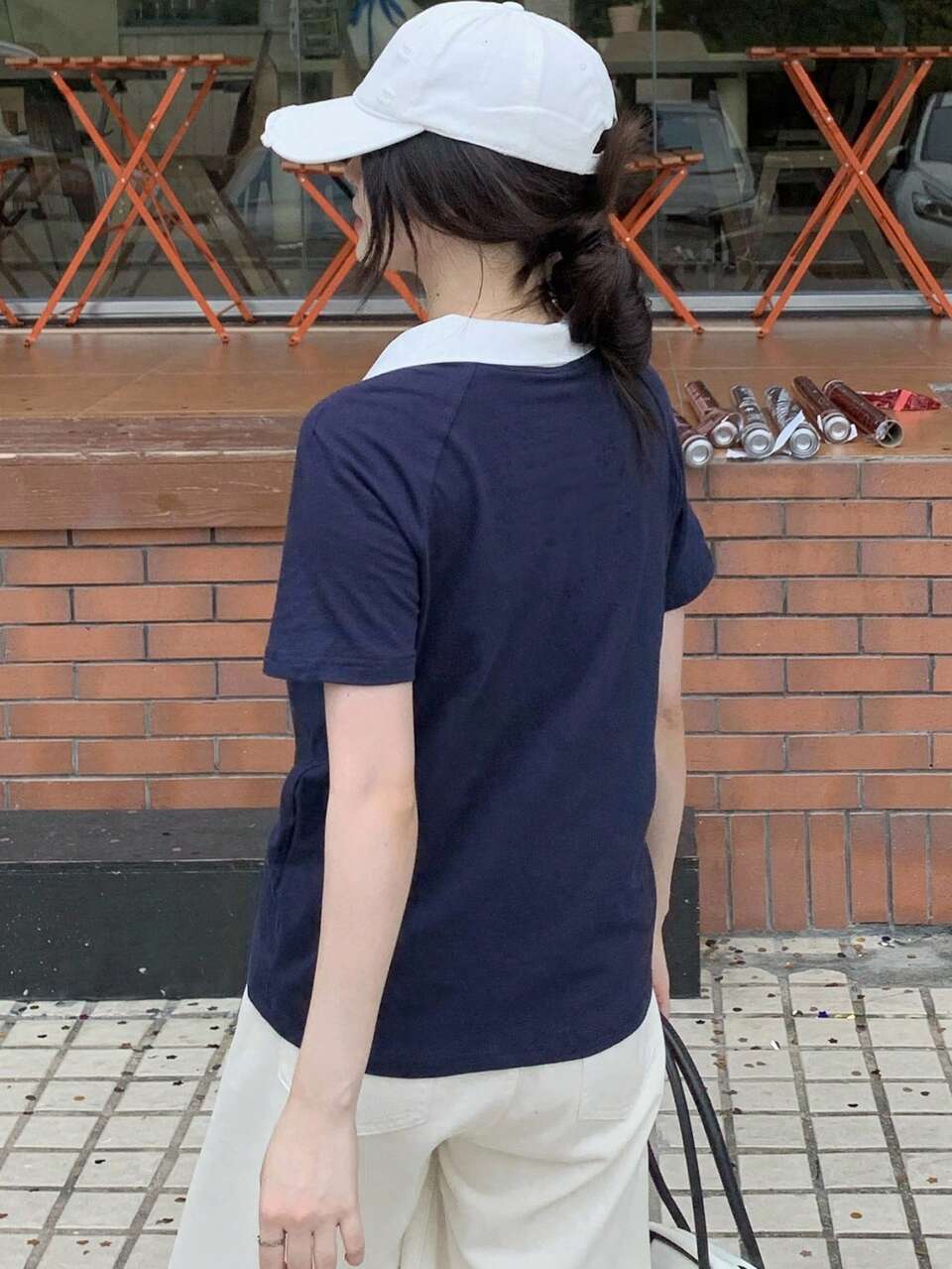 Women's New Small Collar Colorblock Short Sleeve POLO Shirt