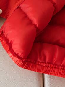 SHEIN Baby Girl Chic Solid Color Red Padded Coat,Winter Modest Toddler Puffer Jacket,Thermal Lined Versatile Date Fall Outwear,Chic Baby Winter Jacket - Red - View 7