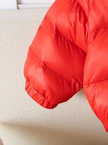 SHEIN Baby Girl Chic Solid Color Red Padded Coat,Winter Modest Toddler Puffer Jacket,Thermal Lined Versatile Date Fall Outwear,Chic Baby Winter Jacket - Red - View 5