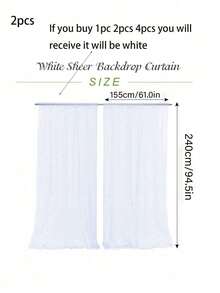4 件套白色透明窗帘，适用于派对、婚礼；透明雪纺窗帘、生日派对、拍照背景装饰春夏派对装饰 - 白色 - 查看 7