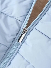 SHEIN Playful Pals 男宝宝秋冬外套休闲风格加厚保暖夹克 - 淺藍色 - 查看 7