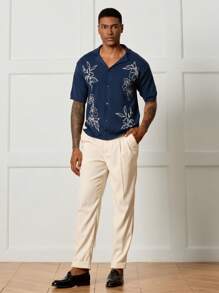 Manfinity CityGents Men's Casual Floral Print Knit Sweater, Summer