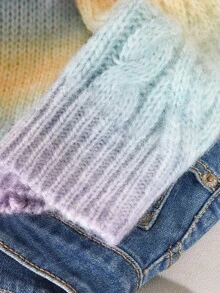 CosyJoli Pulover cu mânecă lungă și guler rotund Ombre pentru femei, mărime plus, potrivit pentru vacanță, ieșiri în oraș, naveta în toamnă/iarna - Multicolor - Vizualizare 5