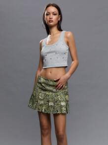 TypaGal 女士休闲时尚百搭日常简约无袖上衣 - 灰色 - 查看 3