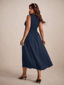 Elaquor 大码女式黑色无袖弹力修身中长连衣裙，适合度假、通勤和日常穿着