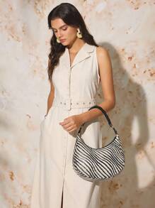 SHECARRY 女士、女式单肩包、流浪包、草编包、草编包、斑马纹、动物纹、时尚、优雅、简约、个性化、多功能、经典、通勤、办公、约会、日常、购物、下午茶、海滩、度假、节日、夏季、海边 - 彩色 - 查看 7