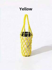 1 Hand-Woven Mesh Bag, Reusable Beverage Carrier, Coffee Cup Stand, Beverage Handbag, Decorative Mesh Bag - Multicolor - View 8