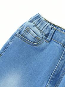 Denim Tween Boy Casual Daily Urban Street Style Elasticated Waist Zip Closure Denim Jeans Chic For Autumn/Winter - Multicolor - View 6